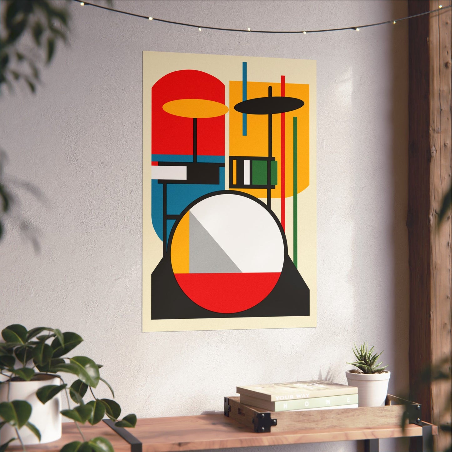 Abstract Drumset Poster Art Print | Bauhaus Geometric Minimal Jazz Music Studio Decor | Gift for Drummers