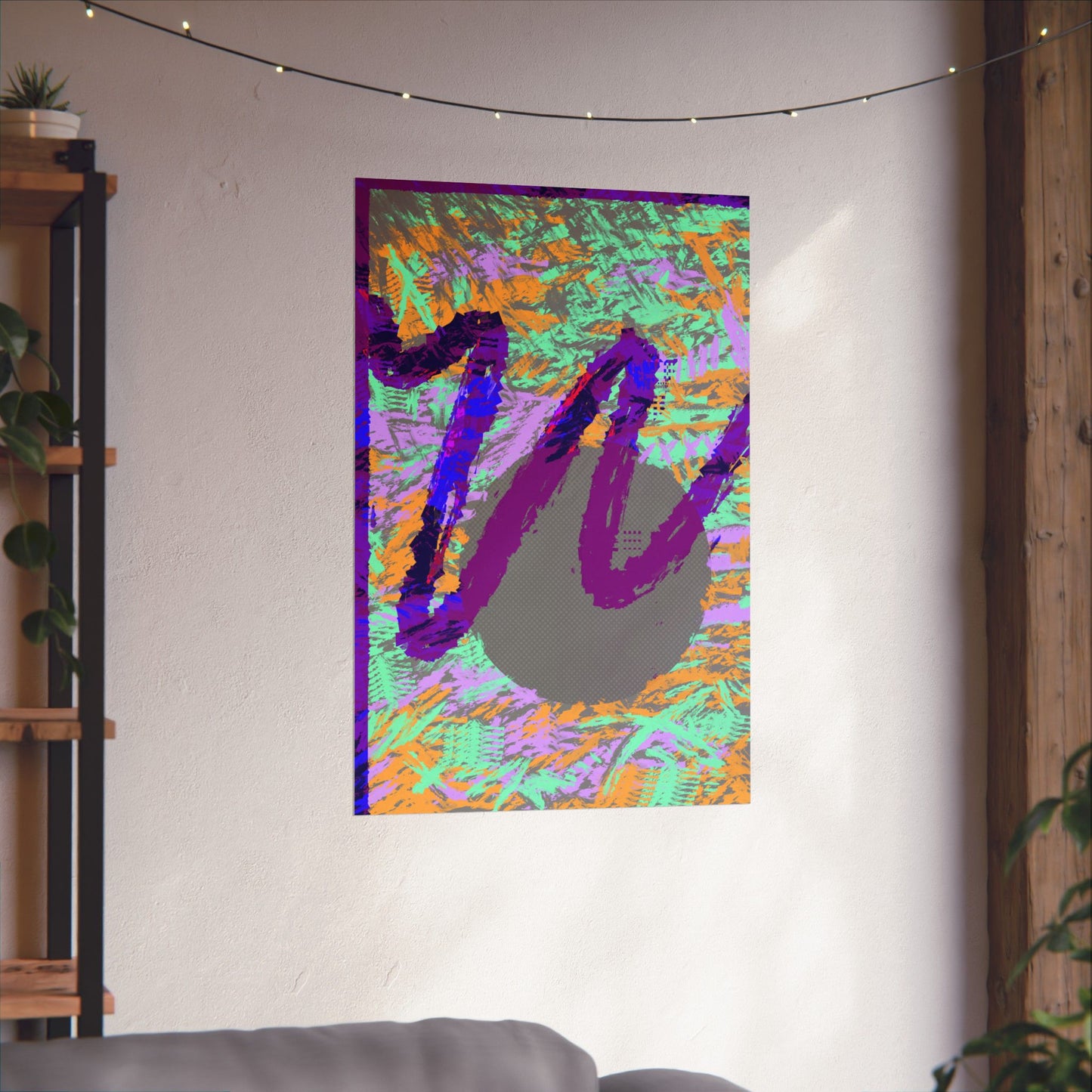 Scribble Neon Poster Art Print | Abstract, Geometric, Minimal 80's Decor, Nostalgia