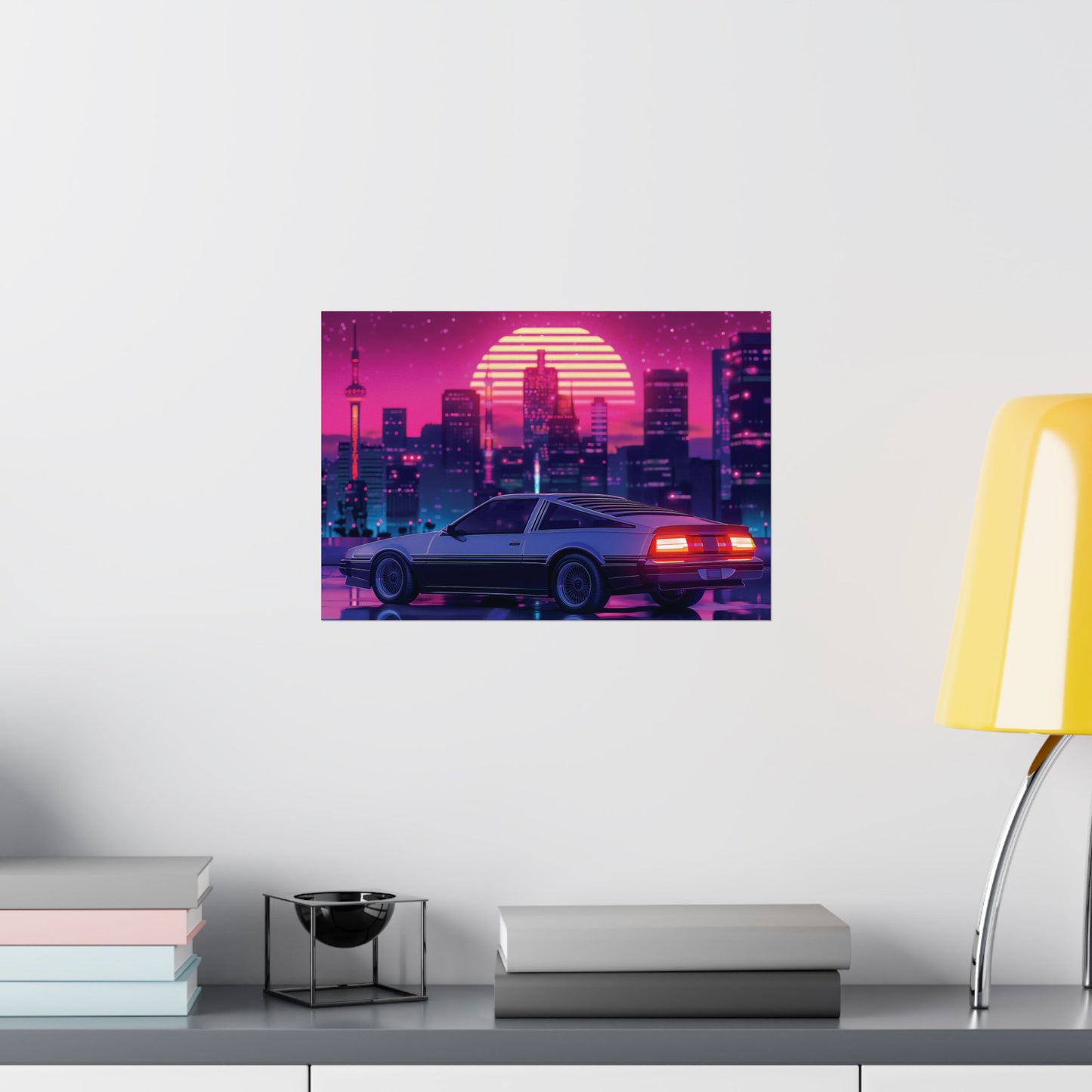 Outrun Synthwave Sunset Poster - Aesthetic Nightlife Wall Decor