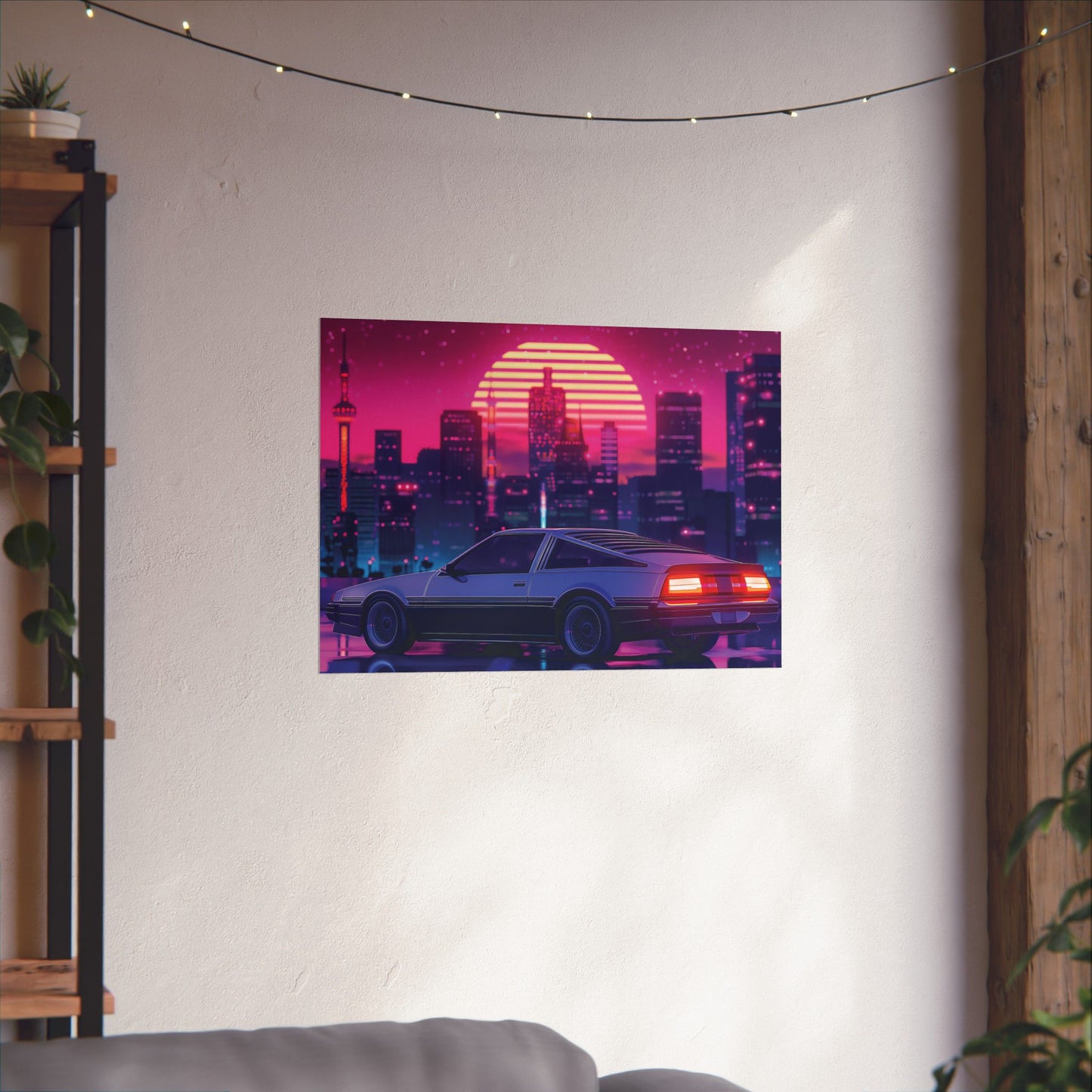 Outrun Synthwave Sunset Poster - Aesthetic Nightlife Wall Decor
