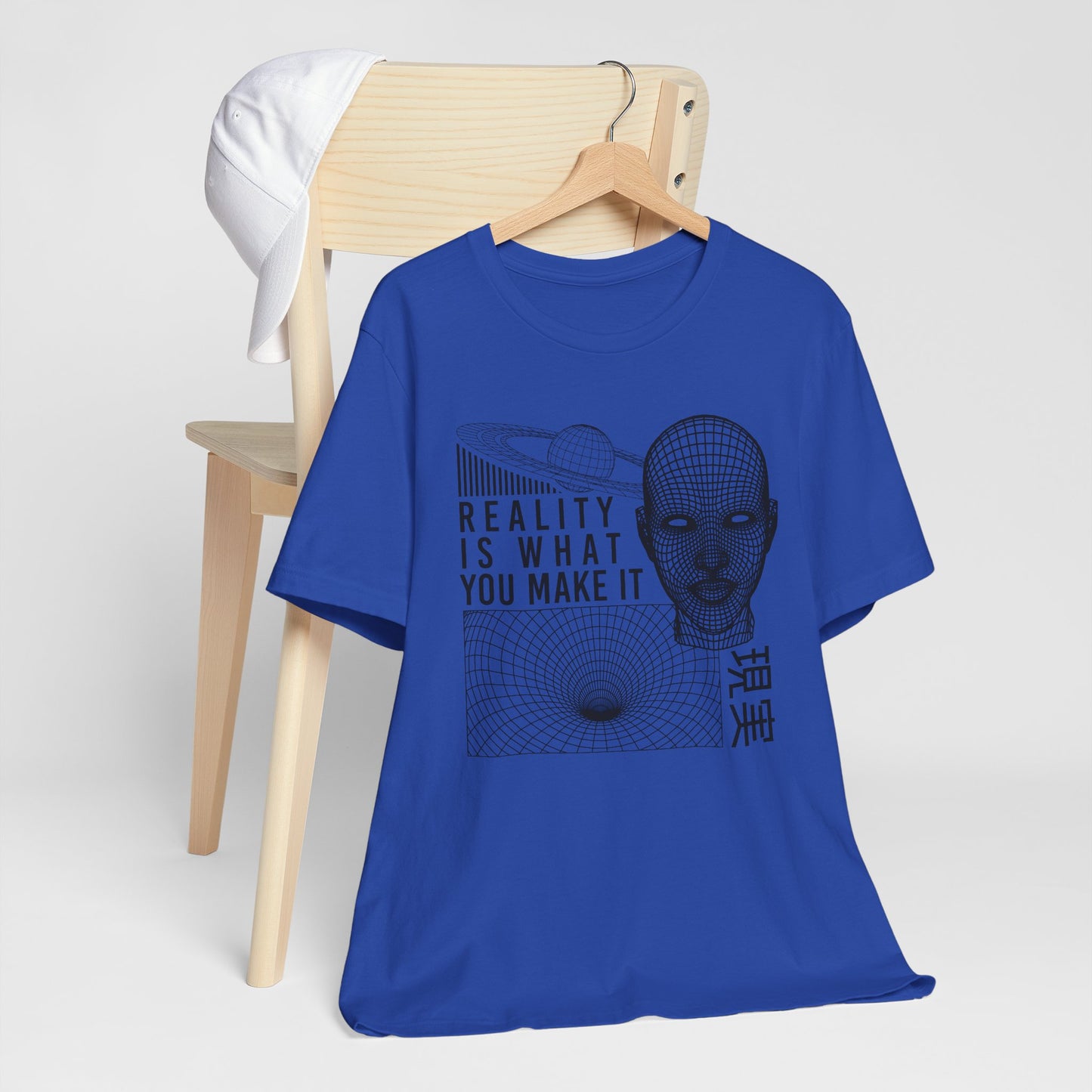 Reality Cyberpunk TShirt - Vaporwave Outrun Aesthetic, Typographic Wireframe, Abstract Original Streetwear Tee