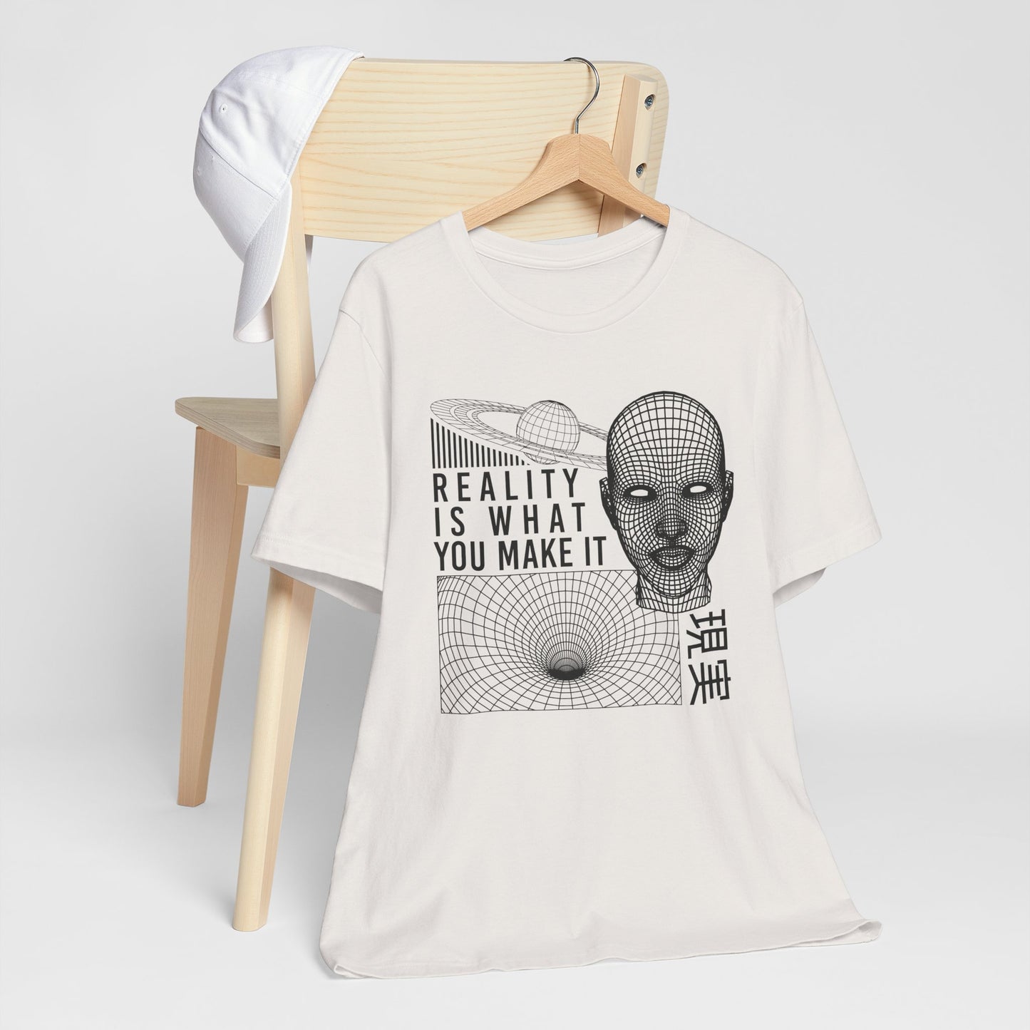 Reality Cyberpunk TShirt - Vaporwave Outrun Aesthetic, Typographic Wireframe, Abstract Original Streetwear Tee