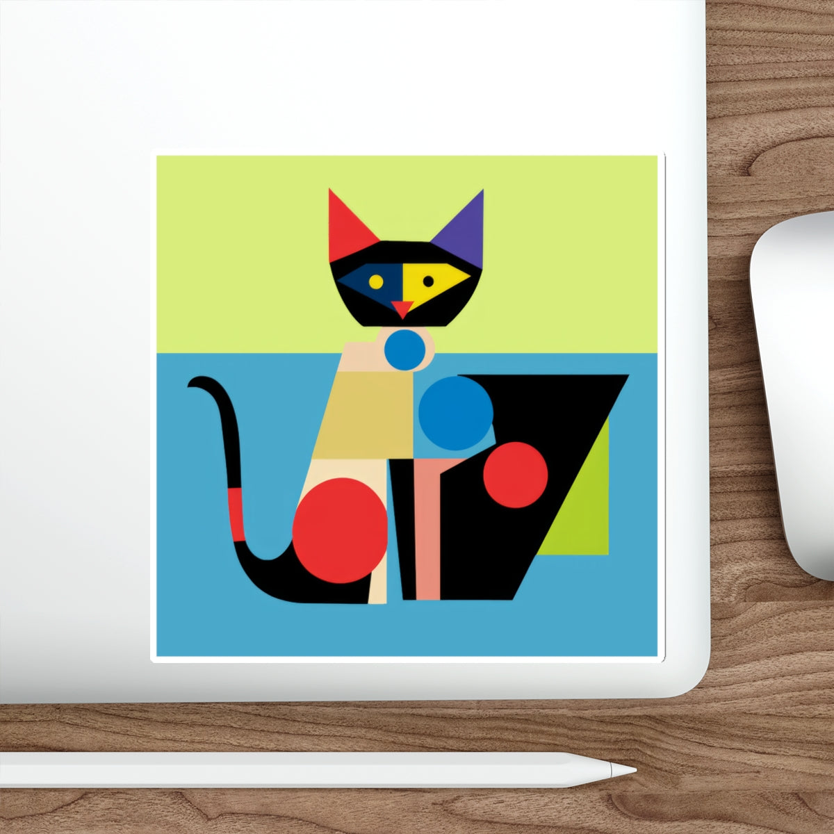 Meowhaus #5 Bauhaus Mondrian Inspired Abstract Cat Sticker |