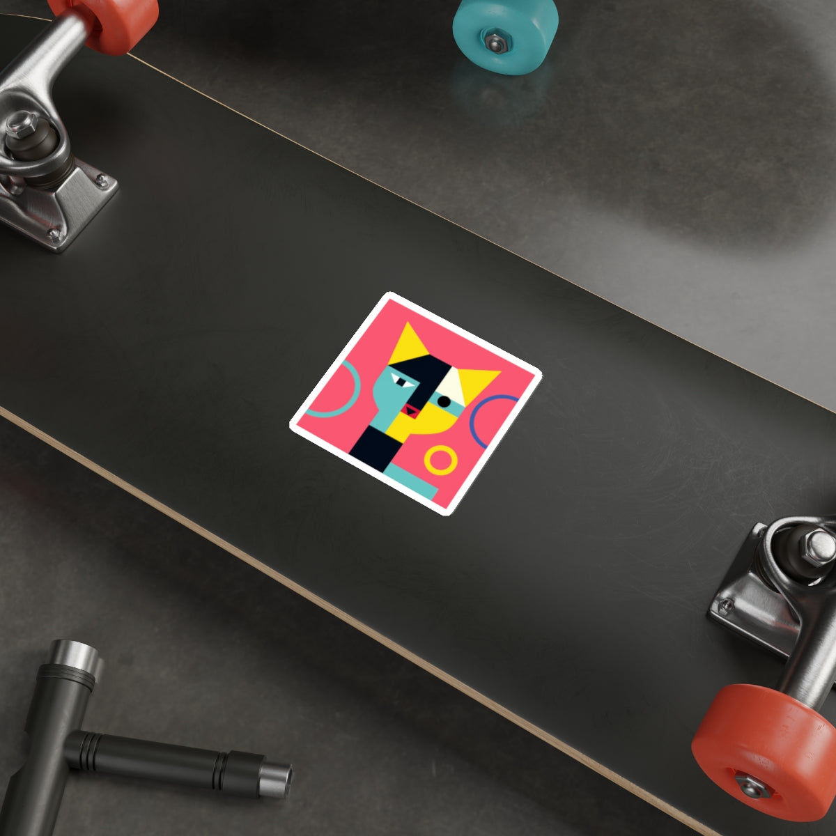 Meowhaus #3 Bauhaus Mondrian Inspired Abstract Cat Sticker