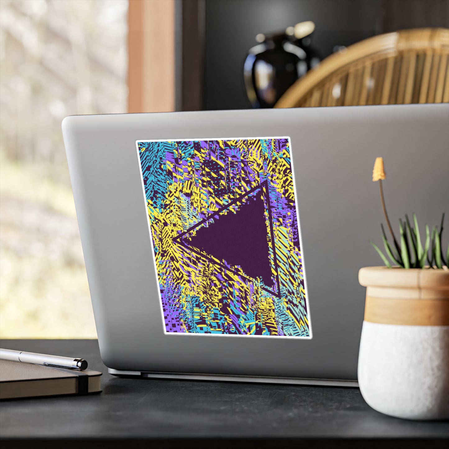 Tessellate Vinyl Sticker - Geometric Triangle Glitch Art Decal for laptop, car or windows