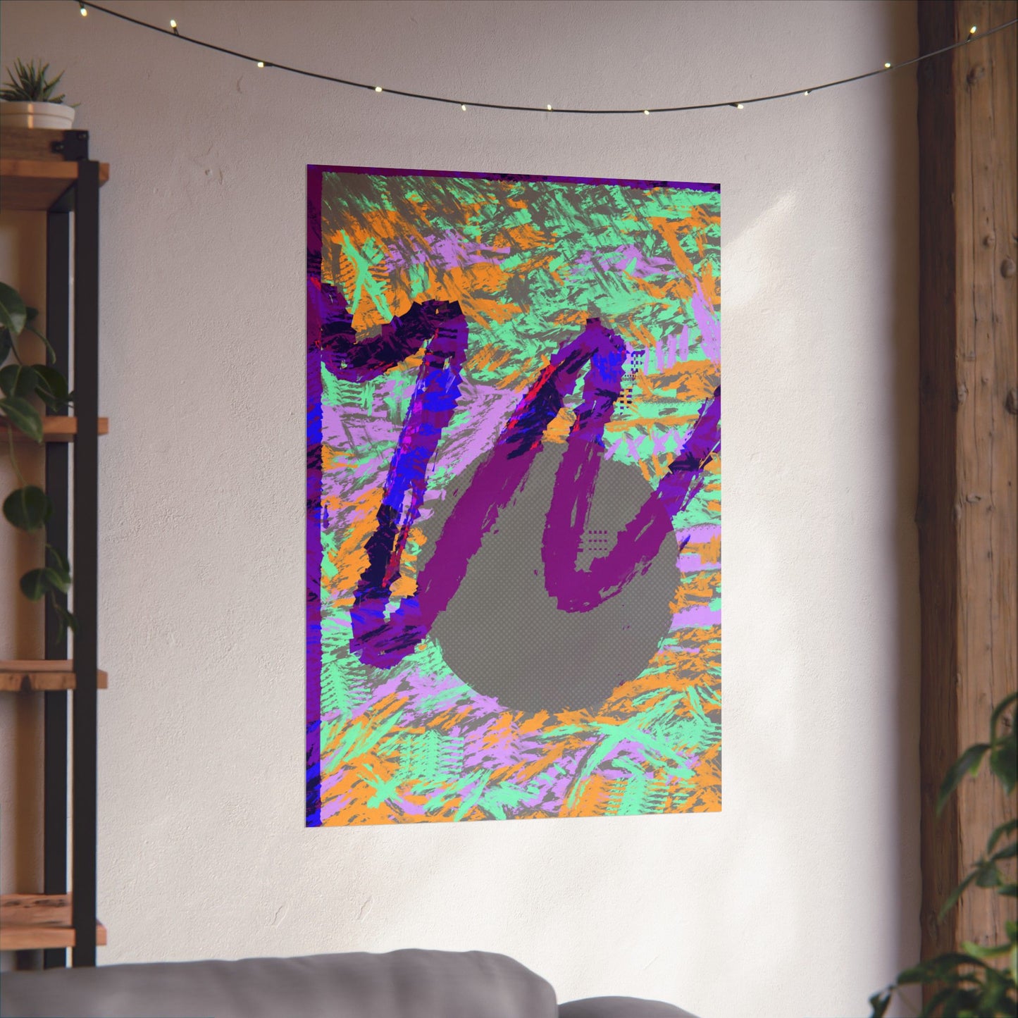Scribble Neon Poster Art Print | Abstract, Geometric, Minimal 80's Decor, Nostalgia