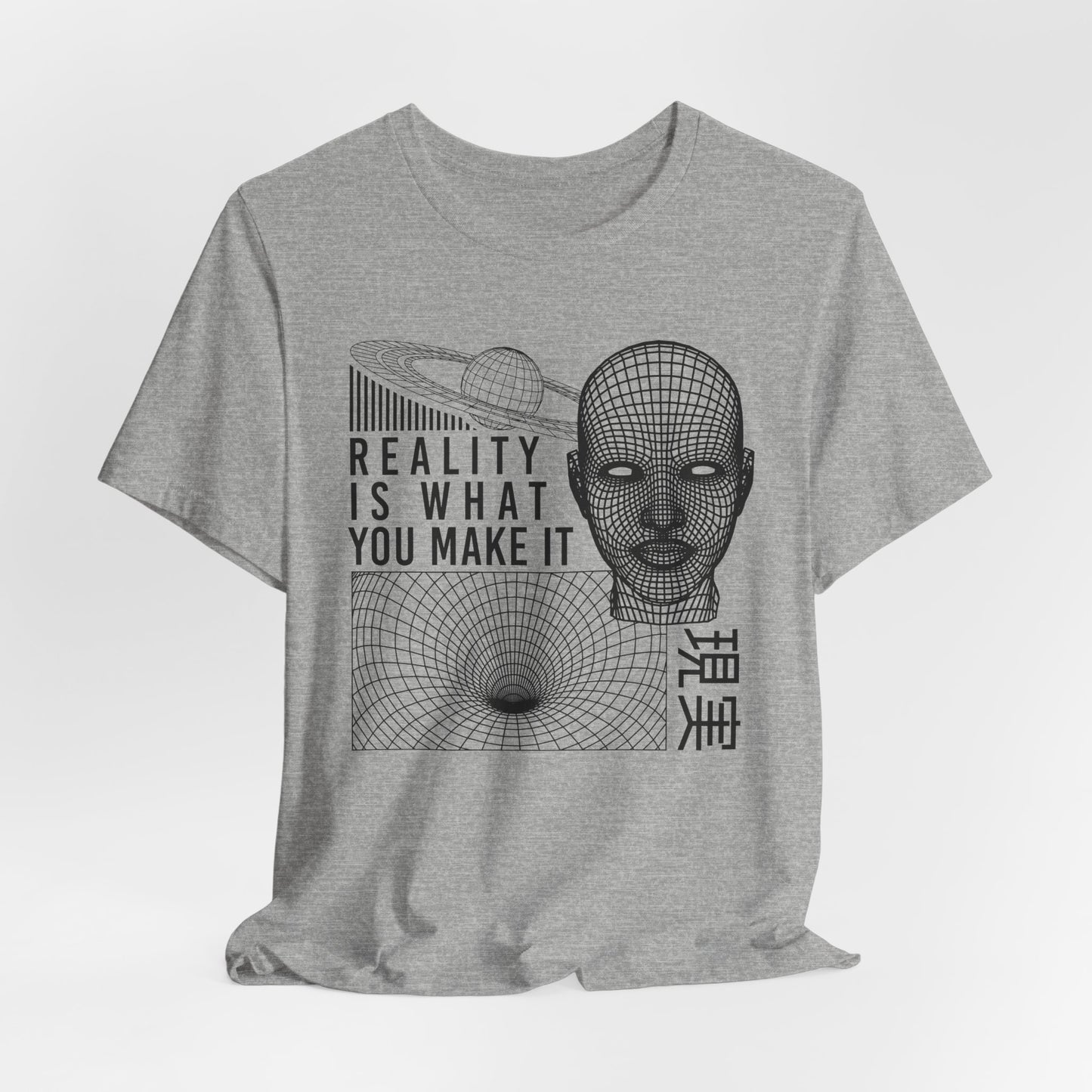 Reality Cyberpunk TShirt - Vaporwave Outrun Aesthetic, Typographic Wireframe, Abstract Original Streetwear Tee