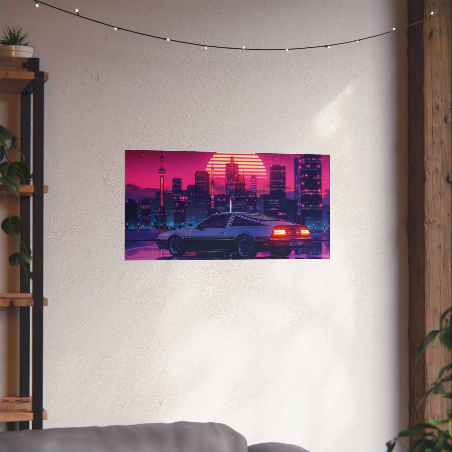 Outrun Synthwave Sunset Poster - Aesthetic Nightlife Wall Decor