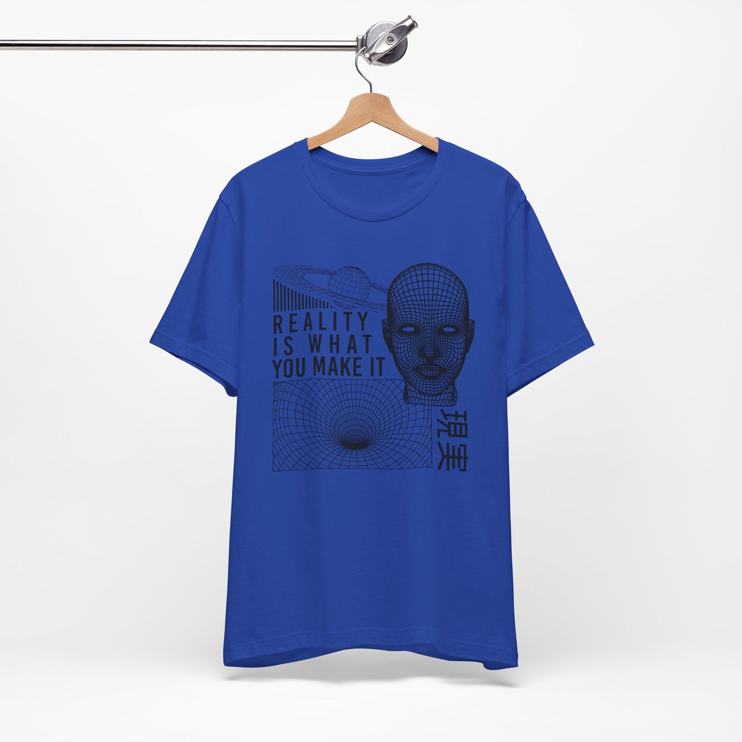 Reality Cyberpunk TShirt - Vaporwave Outrun Aesthetic, Typographic Wireframe, Abstract Original Streetwear Tee