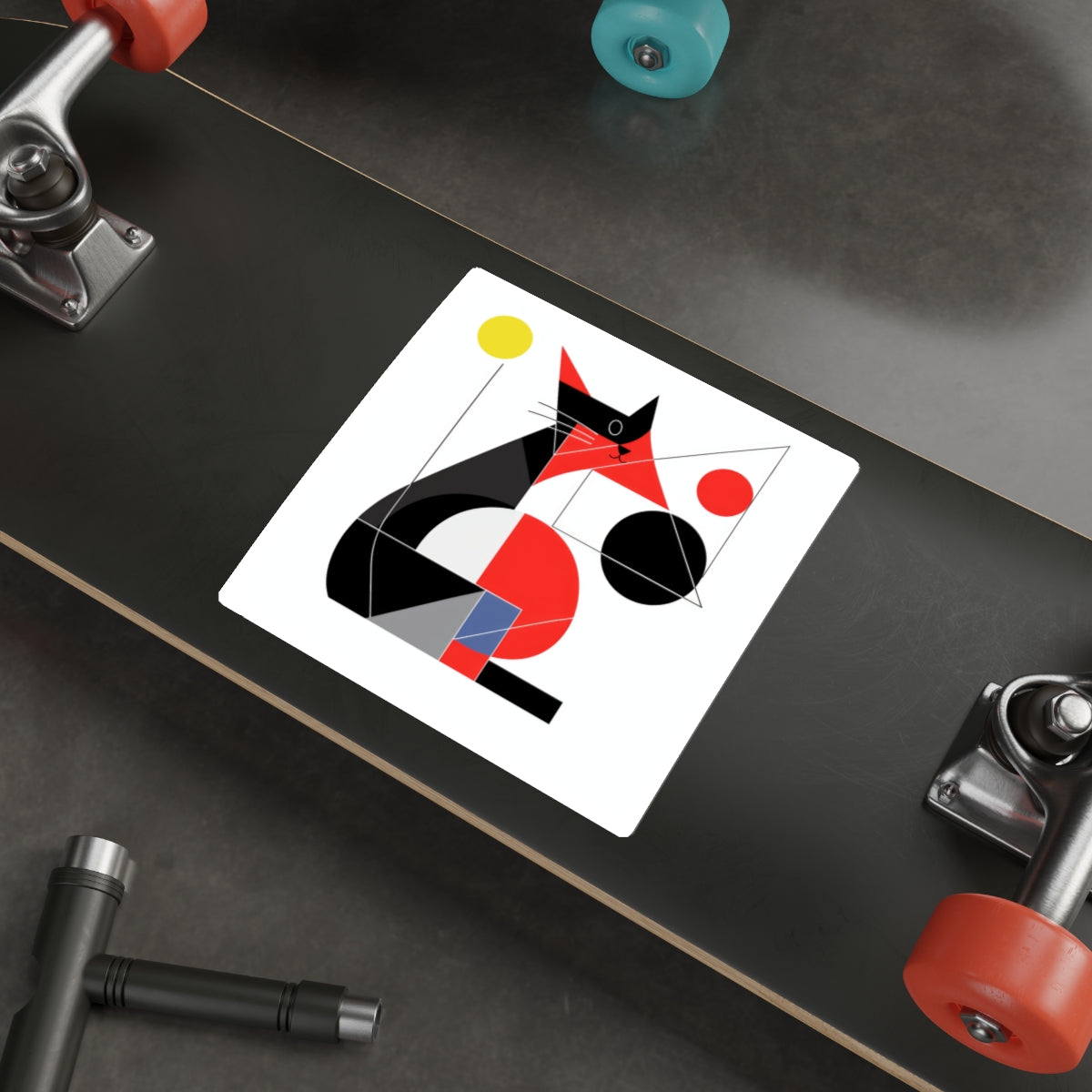 Meowhaus #4 Bauhaus Mondrian Inspired Abstract Cat Sticker