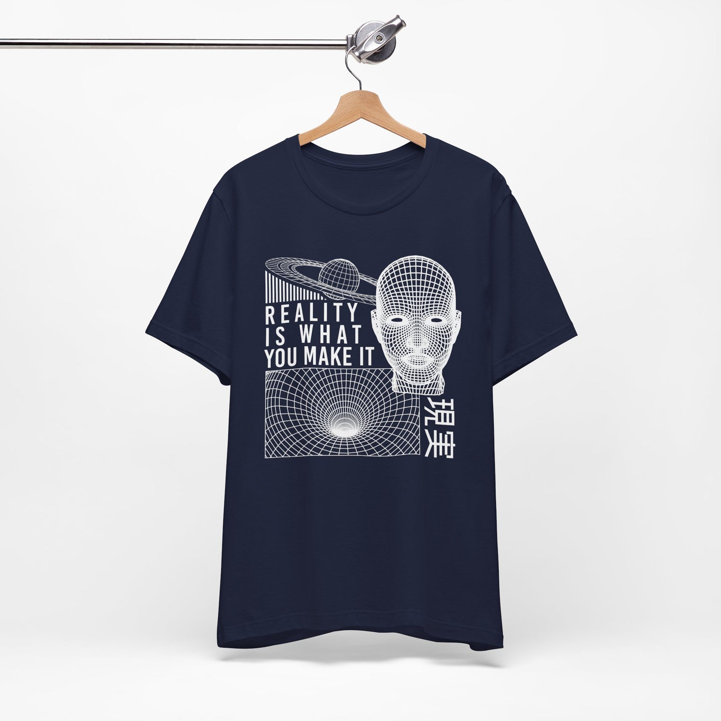 Reality Cyberpunk TShirt - Vaporwave Outrun Aesthetic, Typographic Wireframe, Abstract Original Streetwear Tee
