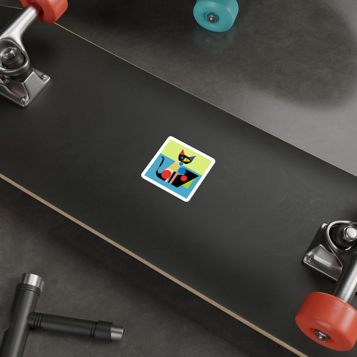 Meowhaus #5 Bauhaus Mondrian Inspired Abstract Cat Sticker |