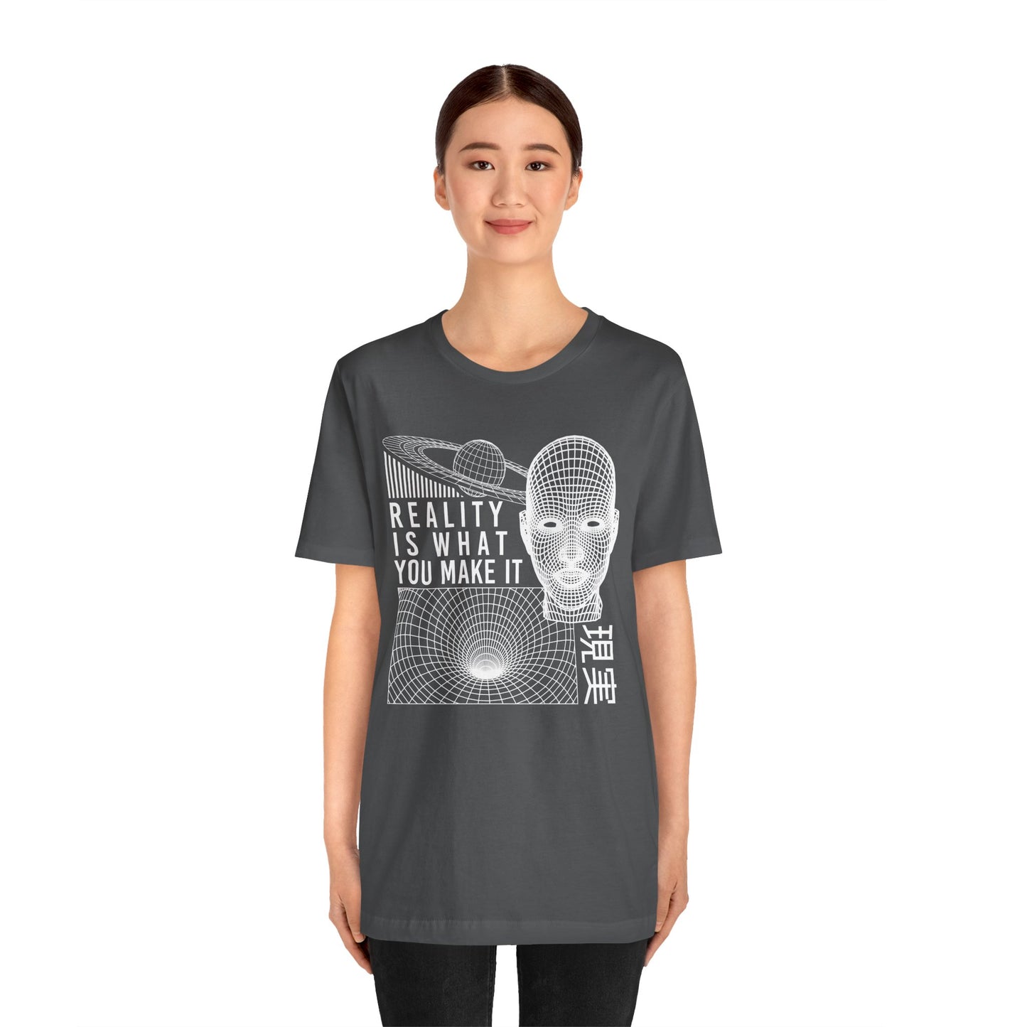 Reality Cyberpunk TShirt - Vaporwave Outrun Aesthetic, Typographic Wireframe, Abstract Original Streetwear Tee