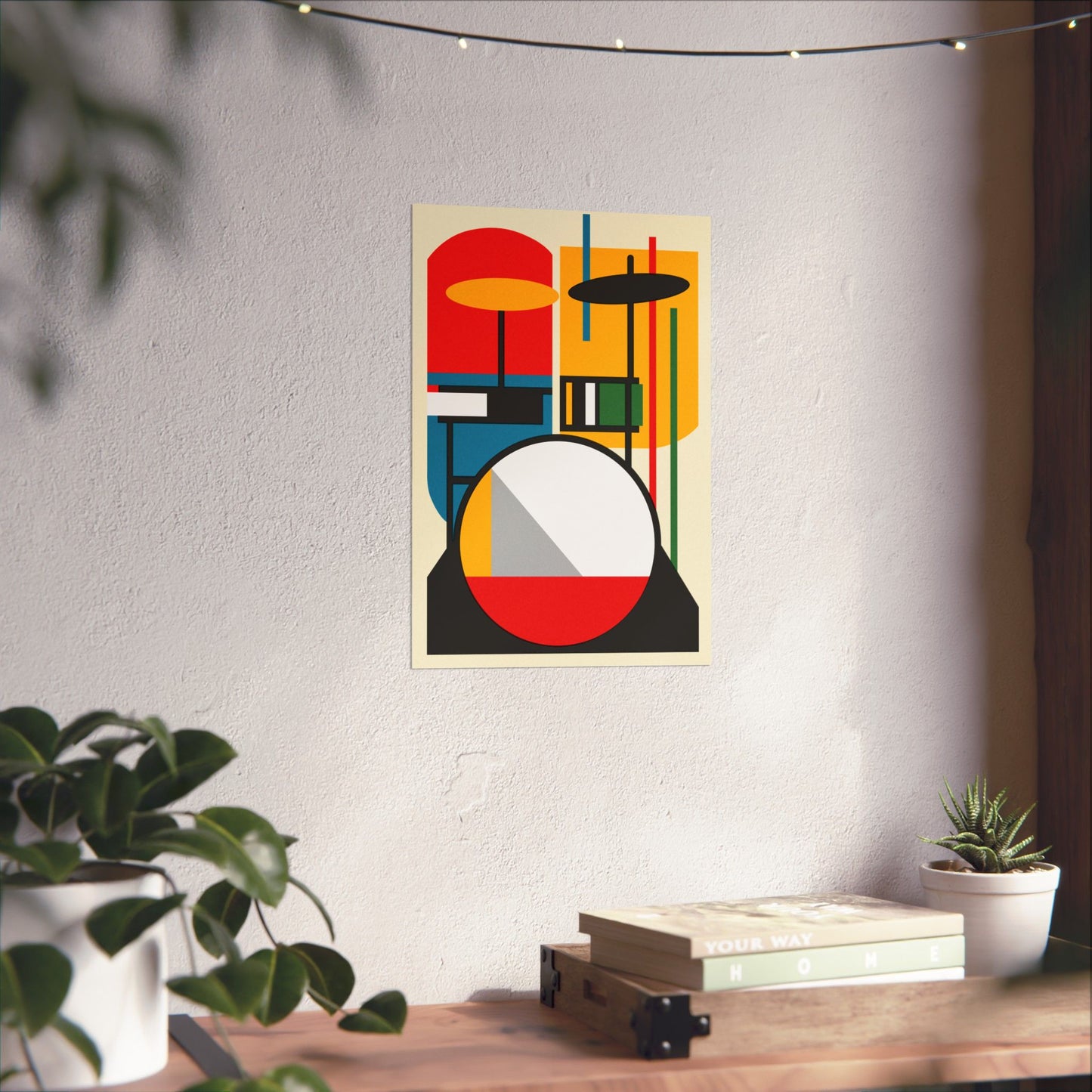 Abstract Drumset Poster Art Print | Bauhaus Geometric Minimal Jazz Music Studio Decor | Gift for Drummers