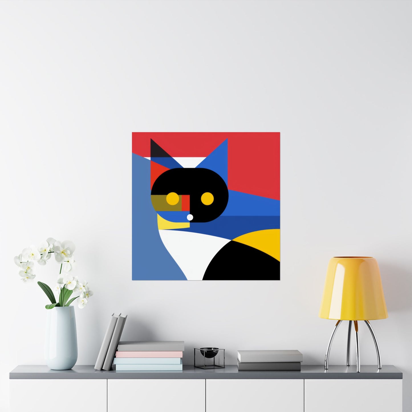 Meowhaus #2 Poster Art Print | Cute Kitty Wall Art | Colorful Animal Decor