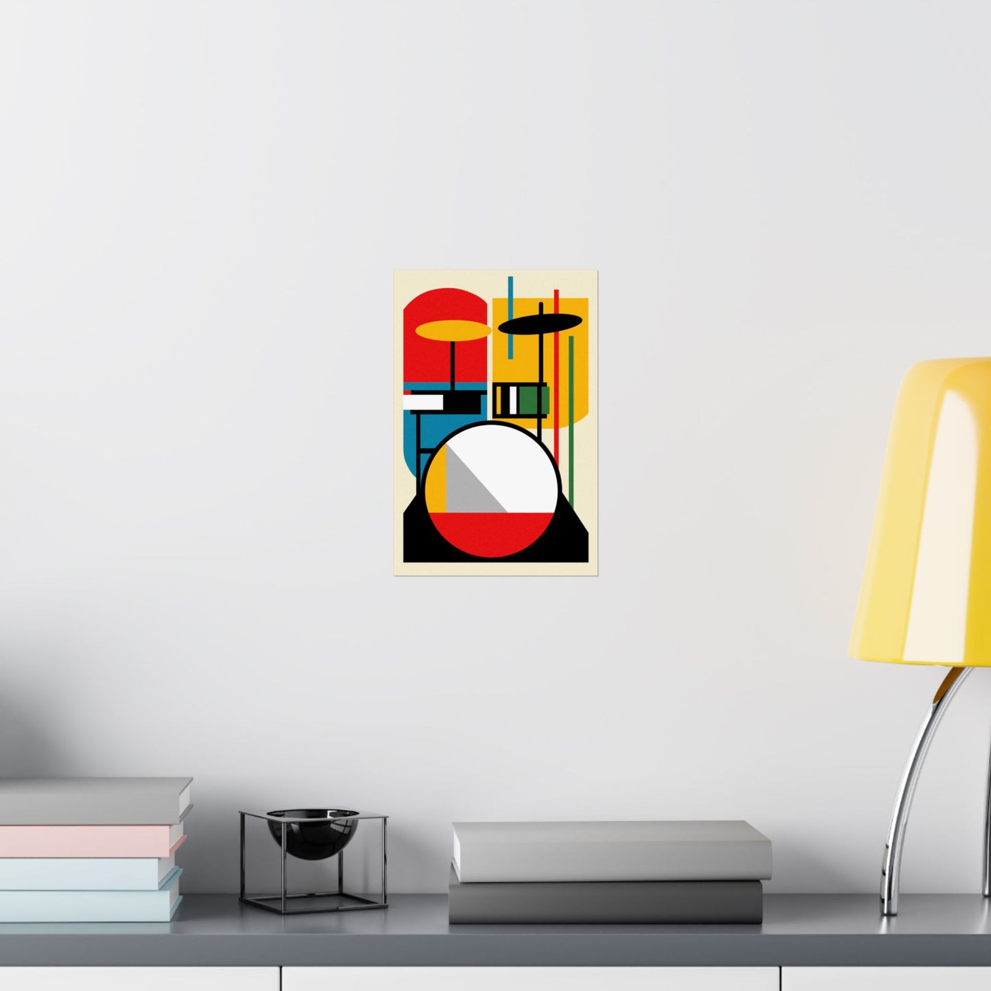 Abstract Drumset Poster Art Print | Bauhaus Geometric Minimal Jazz Music Studio Decor | Gift for Drummers