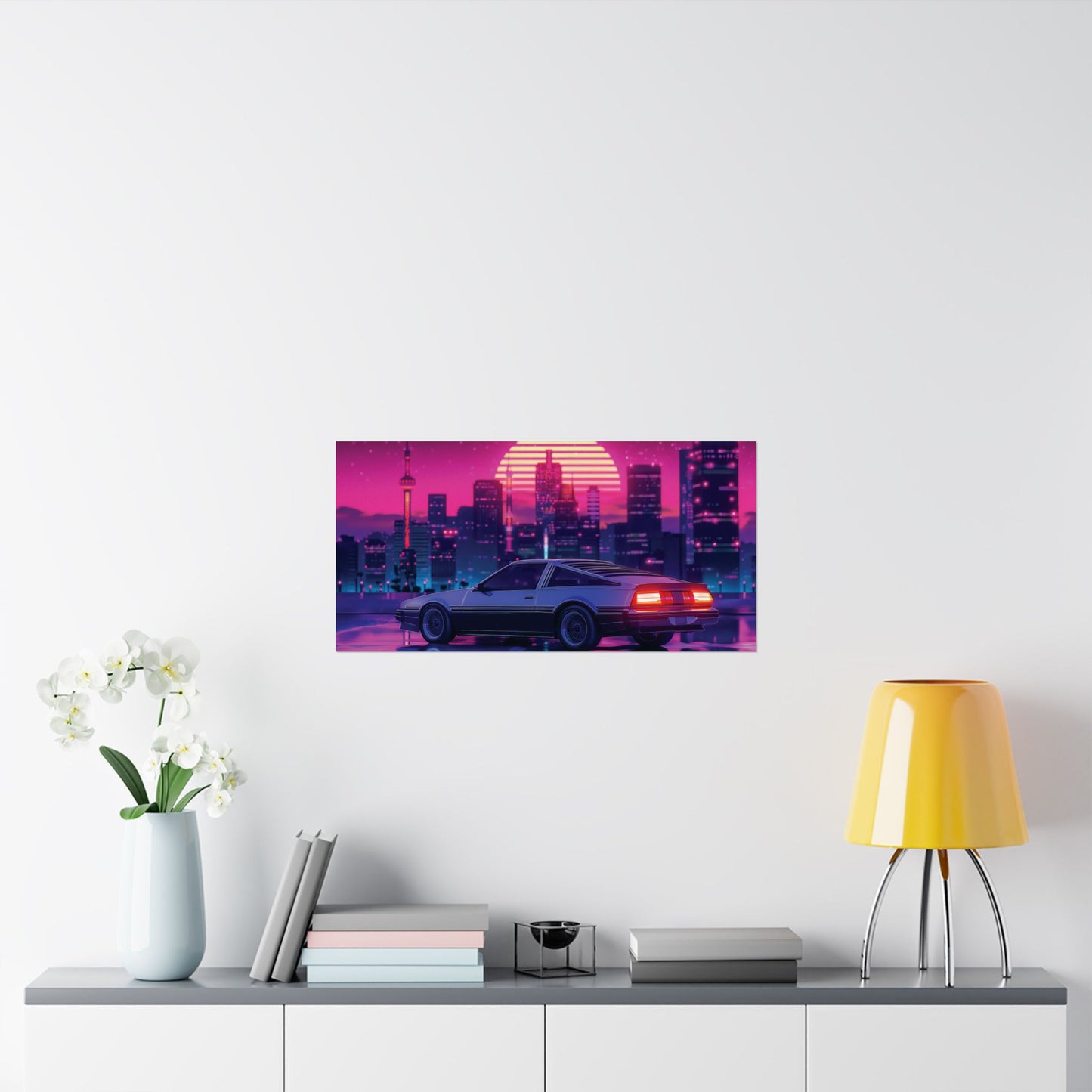 Outrun Synthwave Sunset Poster - Aesthetic Nightlife Wall Decor