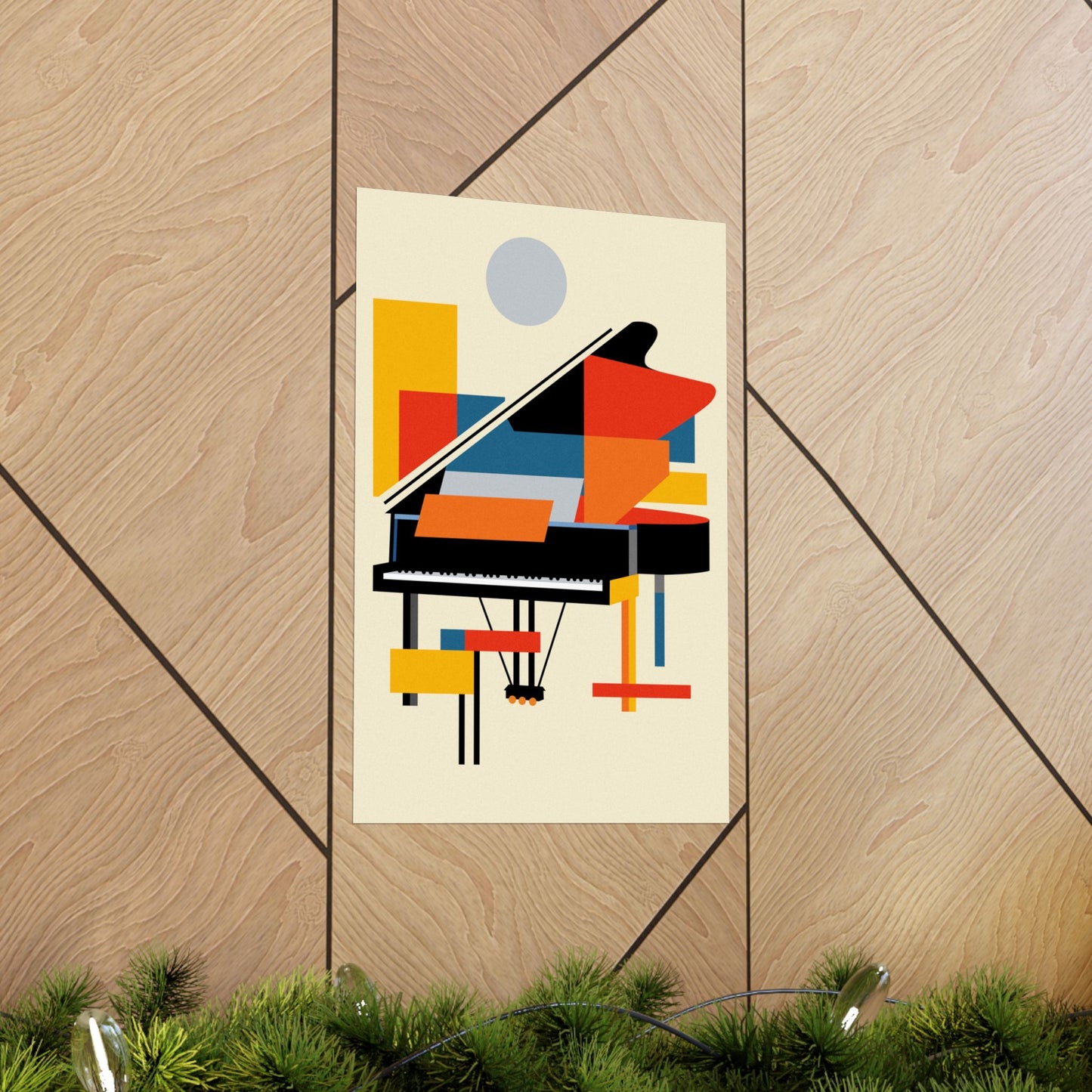 Abstract Piano Poster Art Print | Bauhaus Geometric Minimal Jazz Music Studio Decor | Gift for Musician | Mondrian Inspired