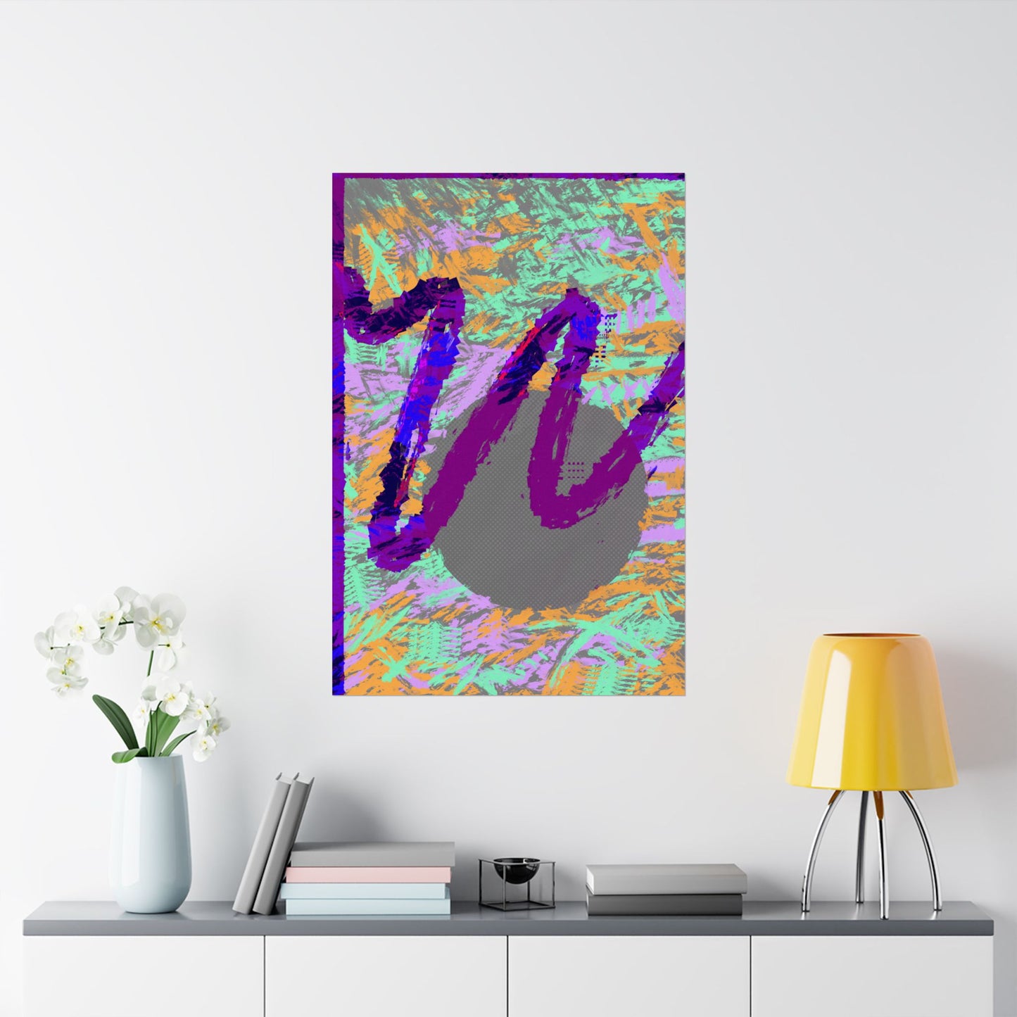 Scribble Neon Poster Art Print | Abstract, Geometric, Minimal 80's Decor, Nostalgia