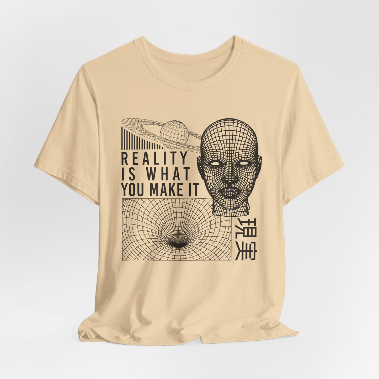 Reality Cyberpunk TShirt - Vaporwave Outrun Aesthetic, Typographic Wireframe, Abstract Original Streetwear Tee