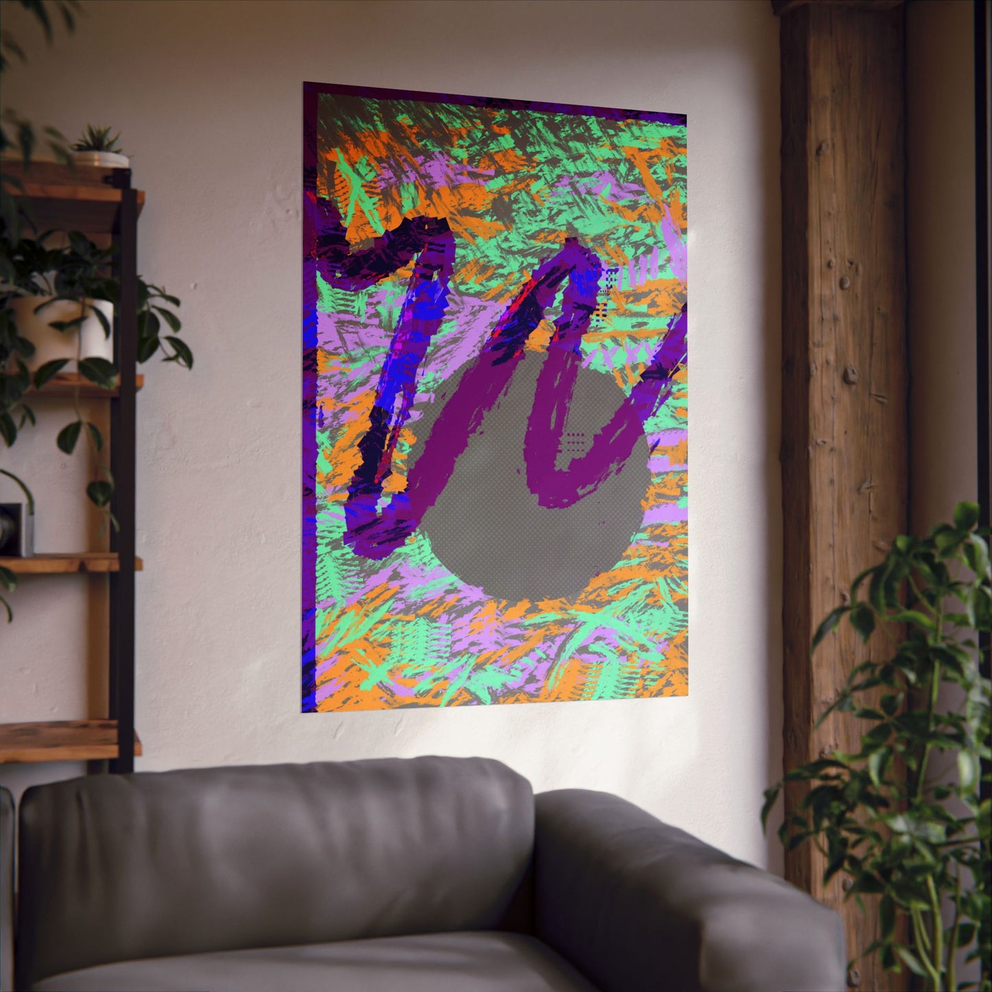 Scribble Neon Poster Art Print | Abstract, Geometric, Minimal 80's Decor, Nostalgia