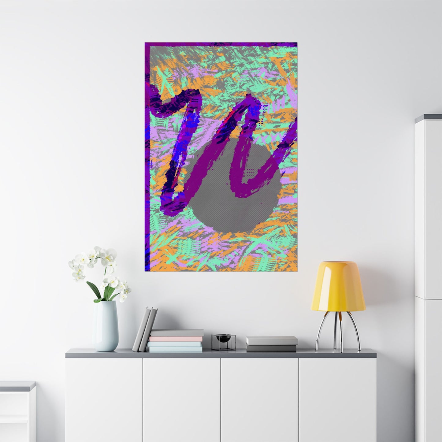 Scribble Neon Poster Art Print | Abstract, Geometric, Minimal 80's Decor, Nostalgia