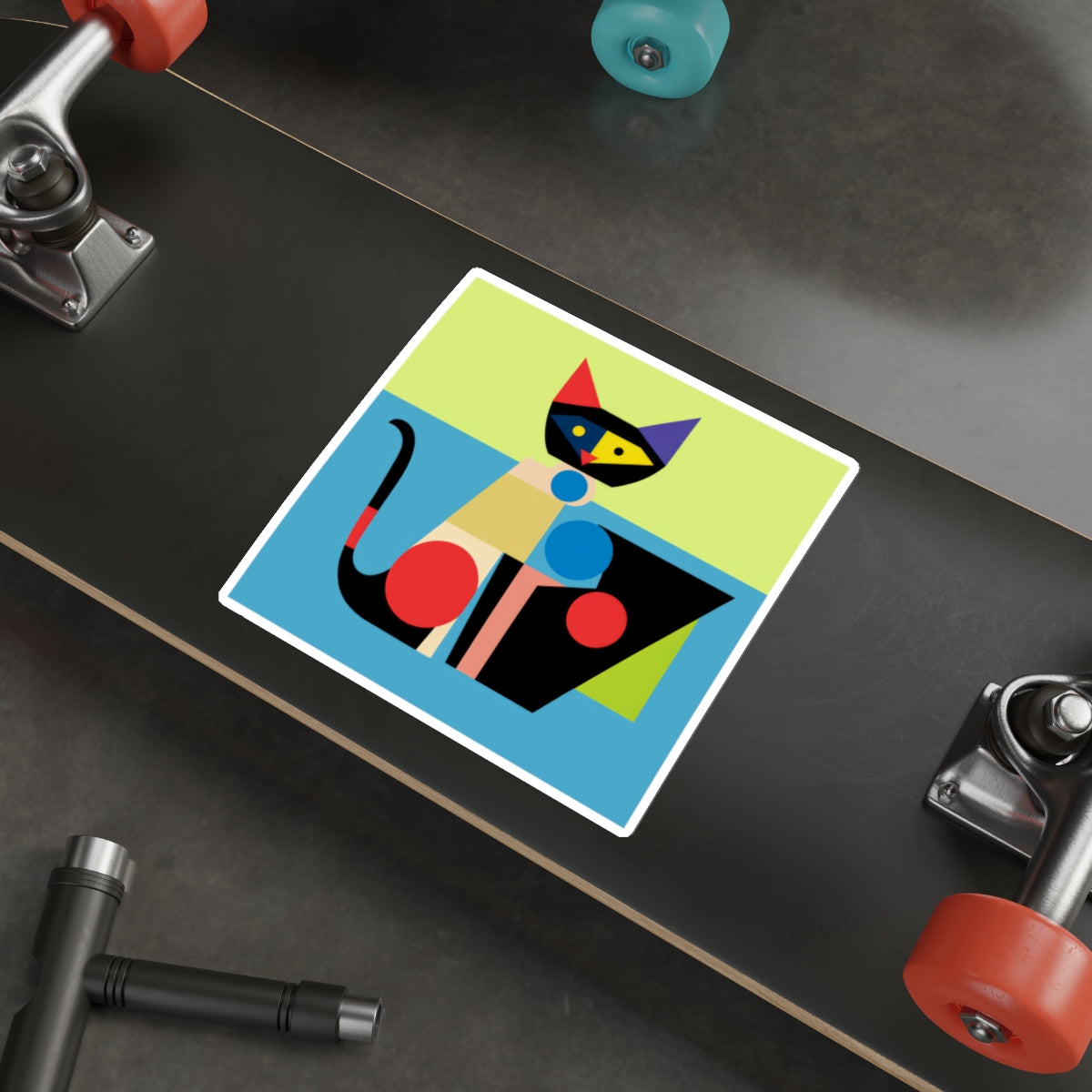 Meowhaus #5 Bauhaus Mondrian Inspired Abstract Cat Sticker |