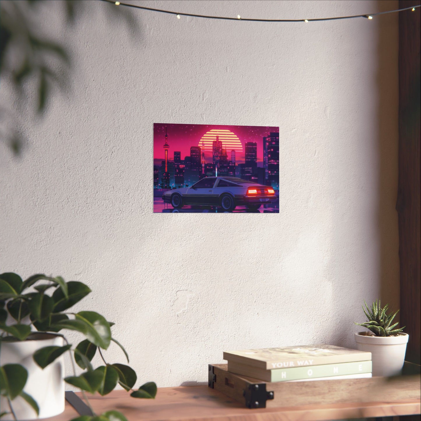 Outrun Synthwave Sunset Poster - Aesthetic Nightlife Wall Decor