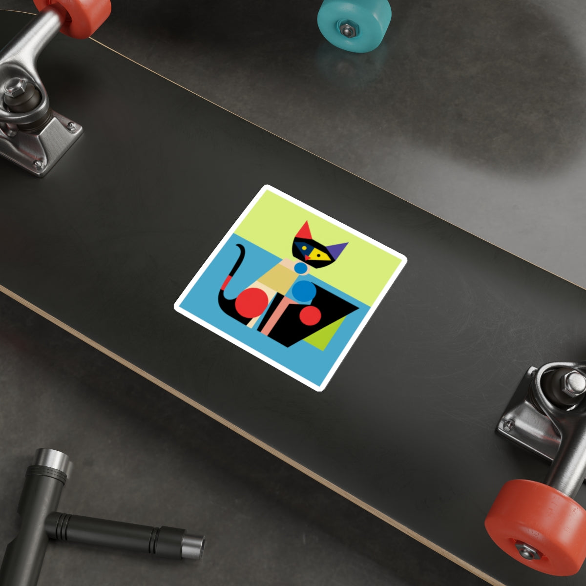 Meowhaus #5 Bauhaus Mondrian Inspired Abstract Cat Sticker |