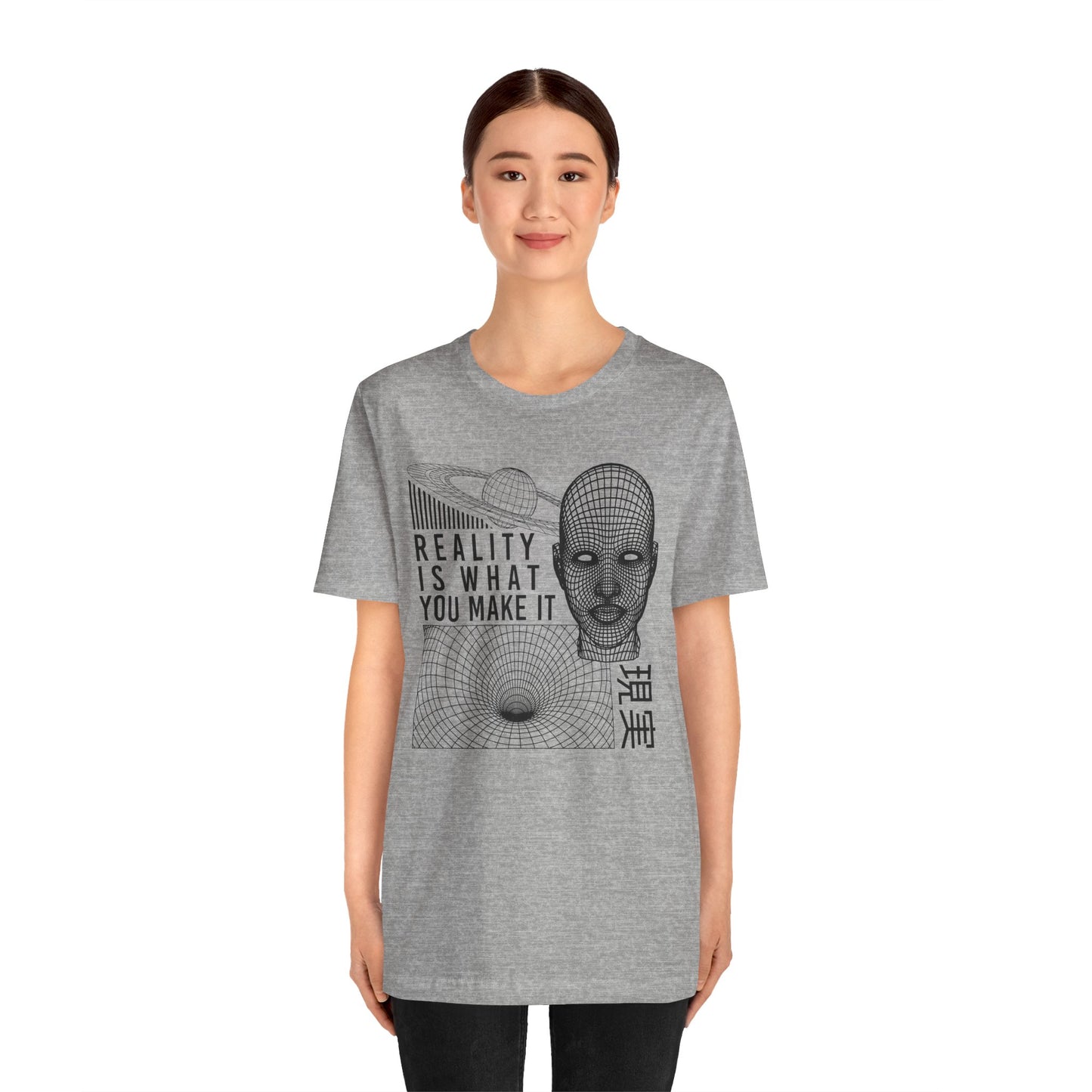Reality Cyberpunk TShirt - Vaporwave Outrun Aesthetic, Typographic Wireframe, Abstract Original Streetwear Tee