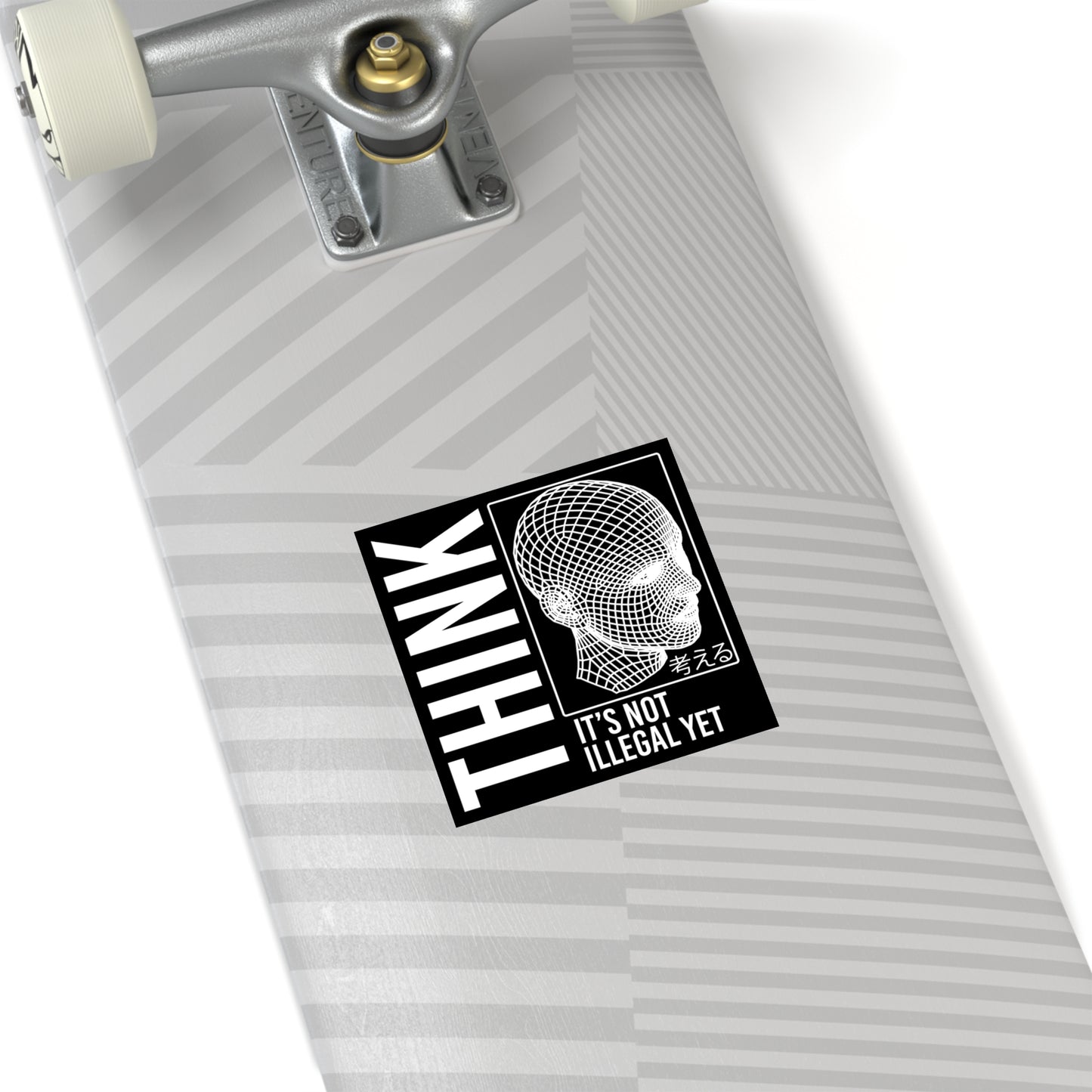 THINK It's Not Illegal Yet Sticker Vinyl - Inverted Edition | Vaporwave Cyberpunk Weirdcore | Typography Wireframe 2x2-6x6