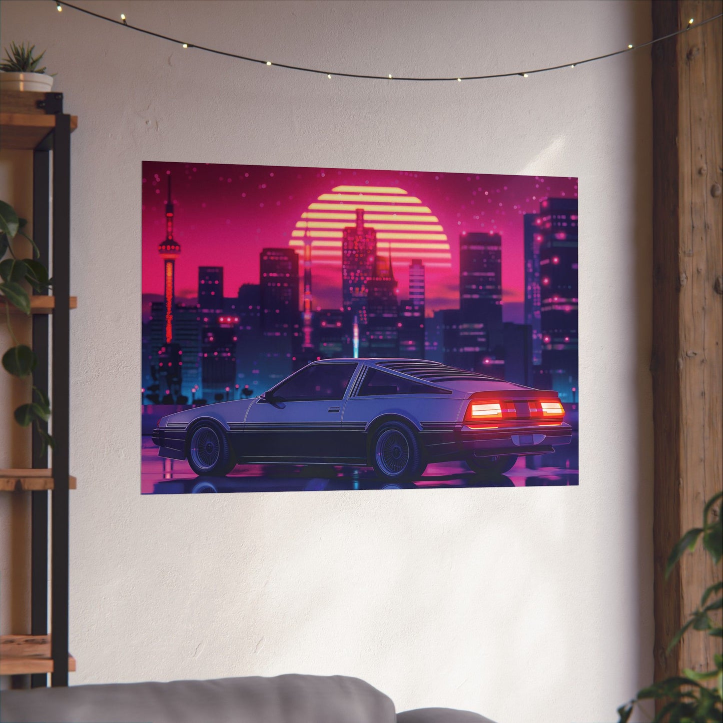 Outrun Synthwave Sunset Poster - Aesthetic Nightlife Wall Decor