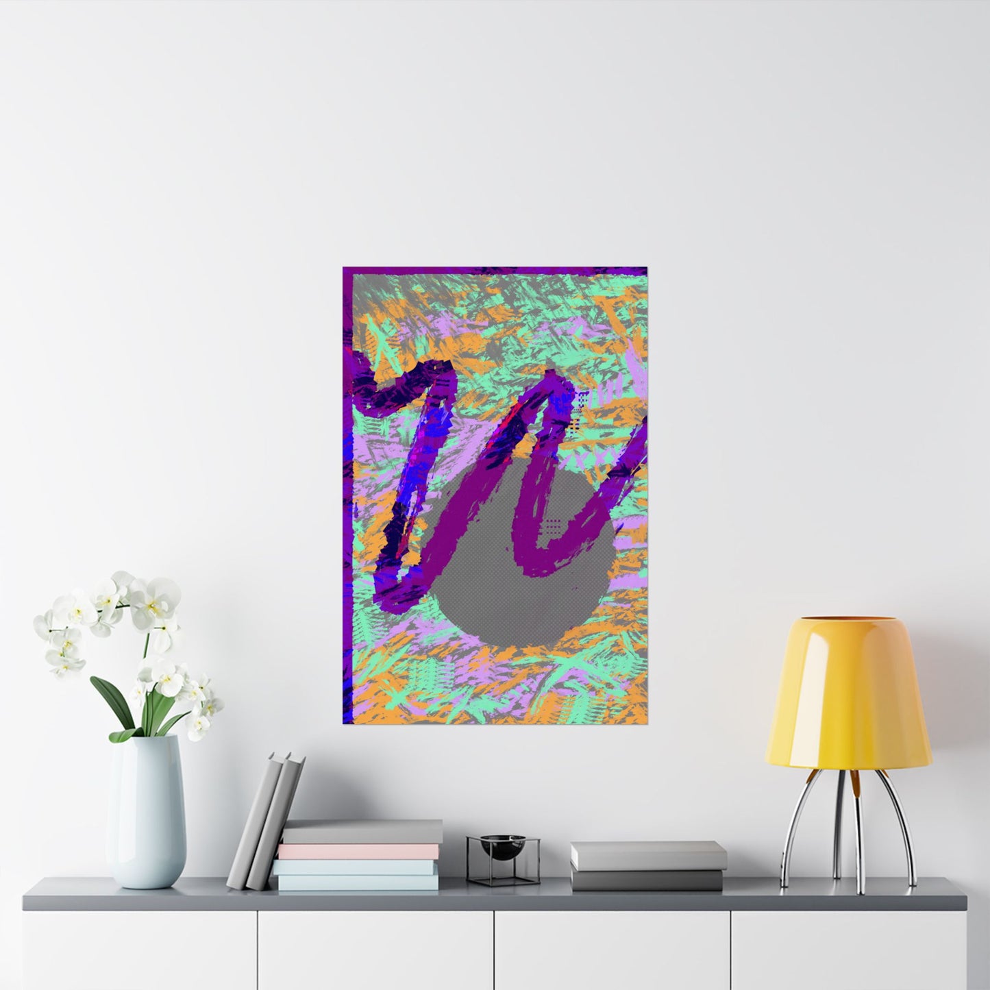 Scribble Neon Poster Art Print | Abstract, Geometric, Minimal 80's Decor, Nostalgia
