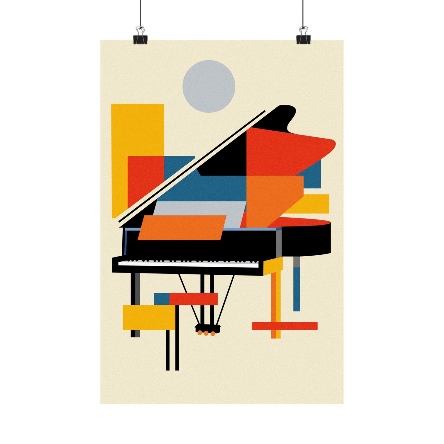 Abstract Piano Poster Art Print | Bauhaus Geometric Minimal Jazz Music Studio Decor | Gift for Musician | Mondrian Inspired