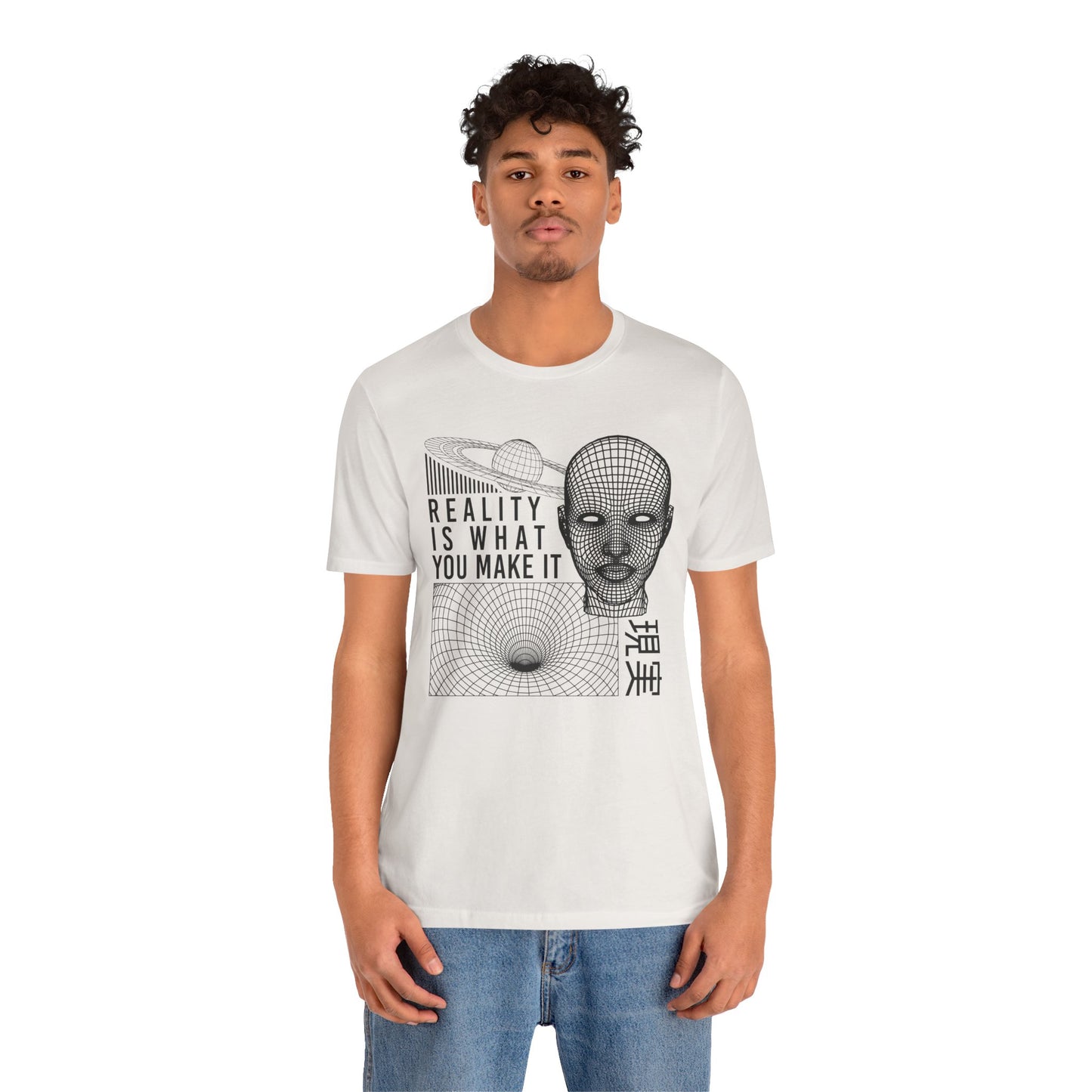 Reality Cyberpunk TShirt - Vaporwave Outrun Aesthetic, Typographic Wireframe, Abstract Original Streetwear Tee