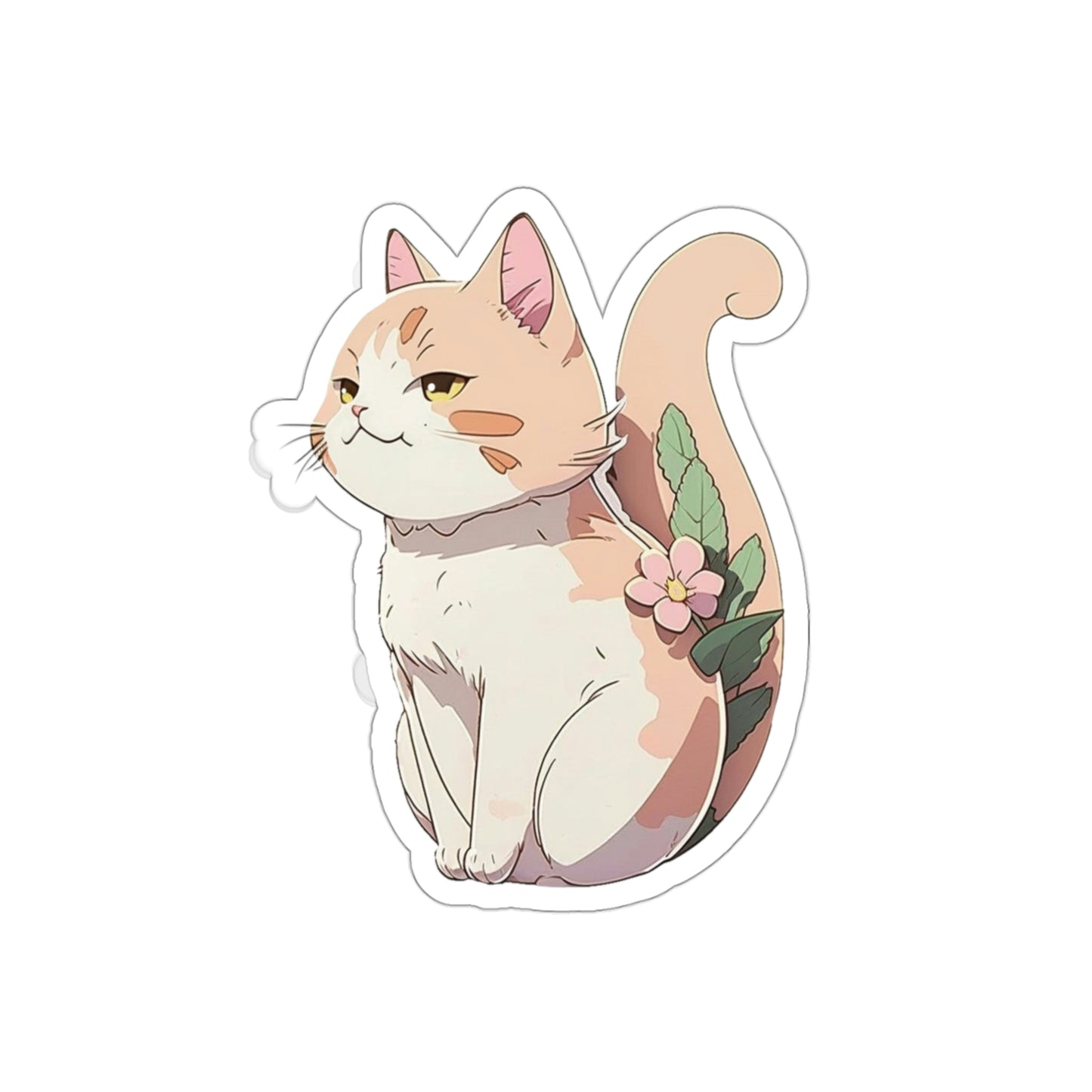 Anime Cat Flower Sticker | Kawaii Kitty Plant Design 2x2-6x6