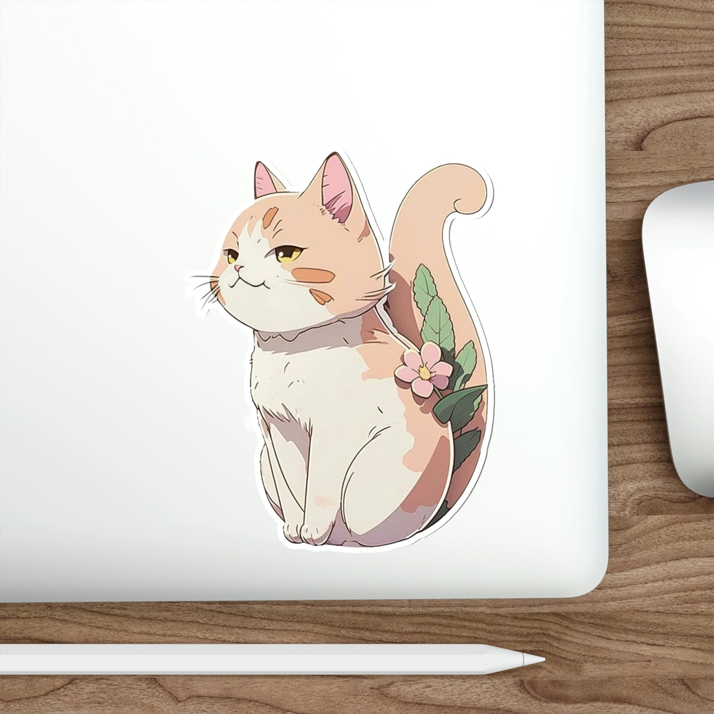 Anime Cat Flower Sticker | Kawaii Kitty Plant Design 2x2-6x6