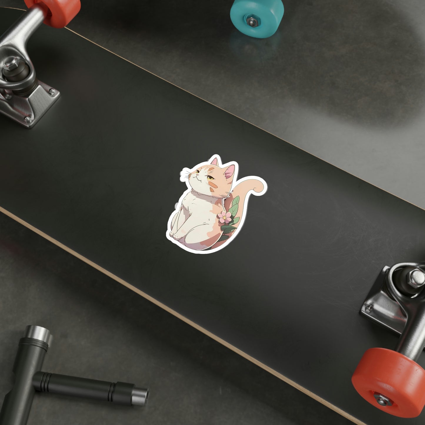 Anime Cat Flower Sticker | Kawaii Kitty Plant Design 2x2-6x6