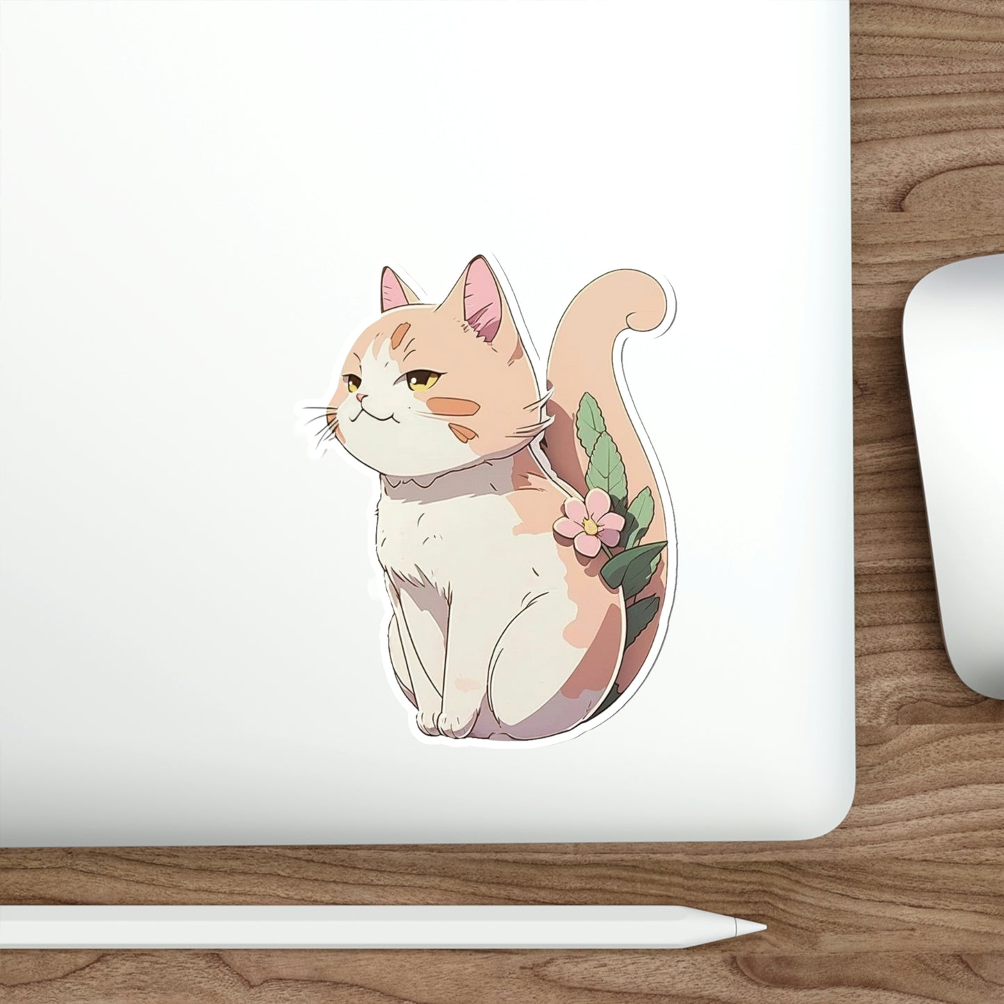 Anime Cat Flower Sticker | Kawaii Kitty Plant Design 2x2-6x6