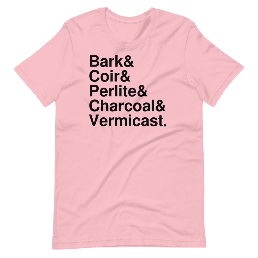 Plant Lover Soil Mix Aroid Shirt | Typography Bark Coir Perlite Charcoal Vermicast