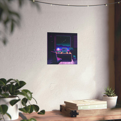 Stargazer - Dreamcore Pixel Vaporwave Matte Square Poster Art Print - Home Office Decor