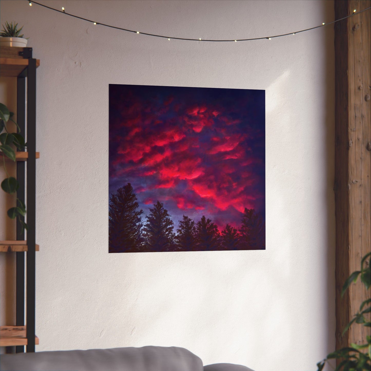 Fuchsia Sunset Poster - Vibrant Landscape Wall Art Print - Original Art