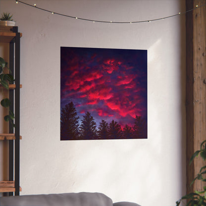Fuchsia Sunset Poster - Vibrant Landscape Wall Art Print - Original Art