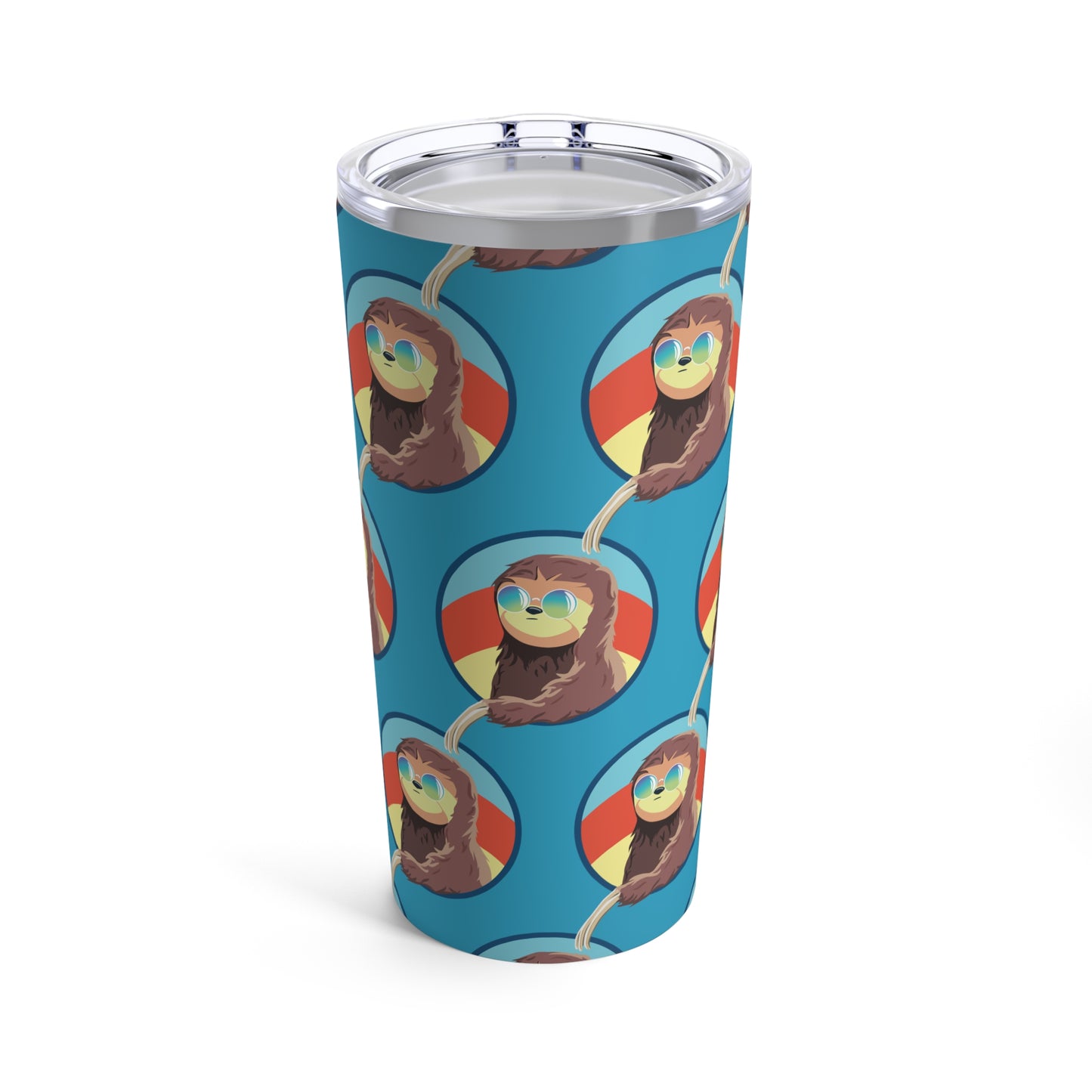 Sloth Keepin It Real Tumbler 20oz Cup Pattern | Punny Cute Drinkware | Retro Sunset