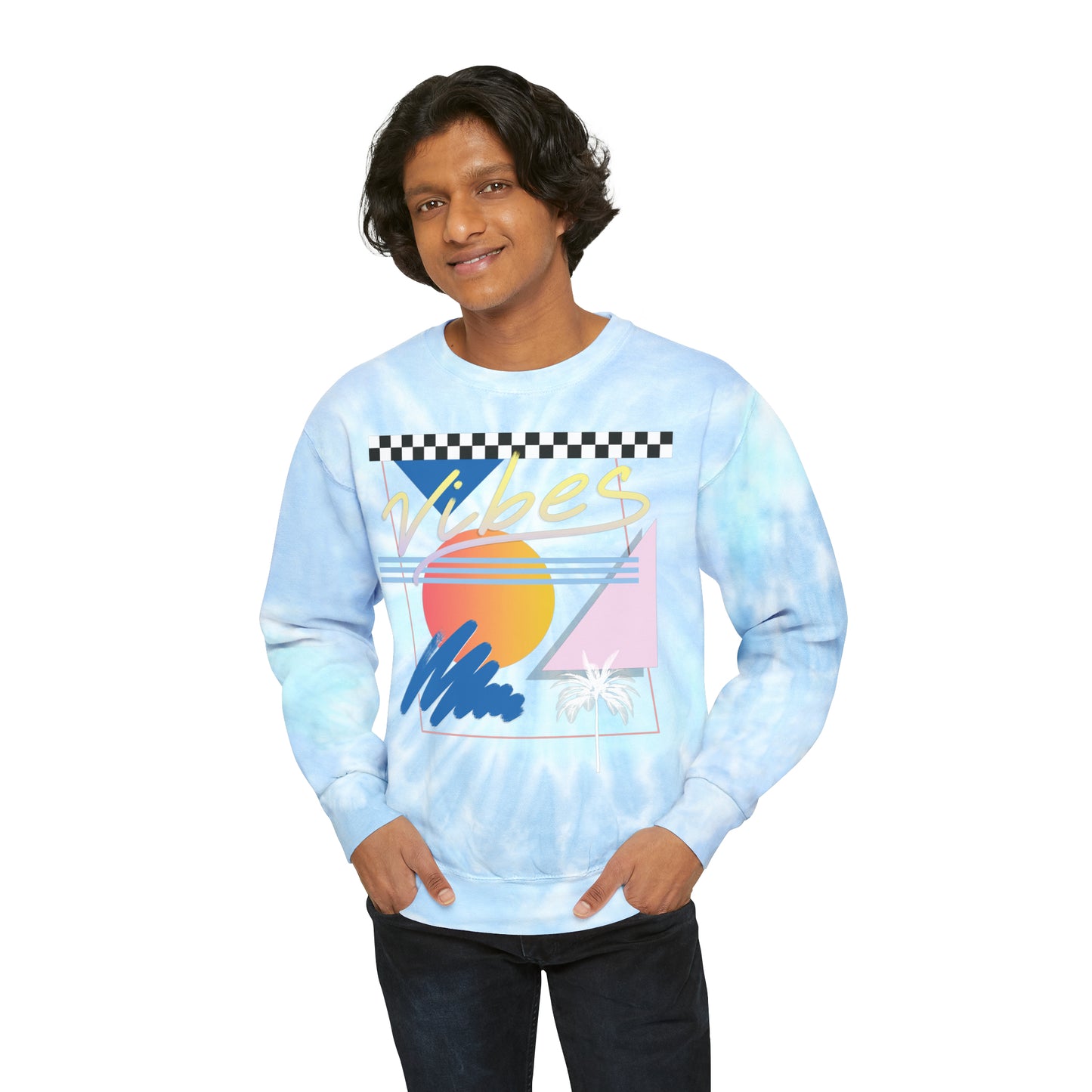 Vibes Vaporwave Tie-Dye Sweatshirt Sweater | Skater Trippy Aesthetic | Miami Geometric