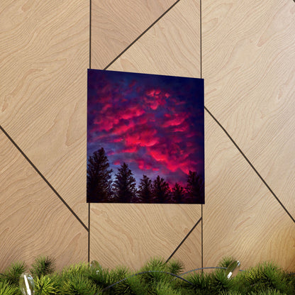 Fuchsia Sunset Poster - Vibrant Landscape Wall Art Print - Original Art