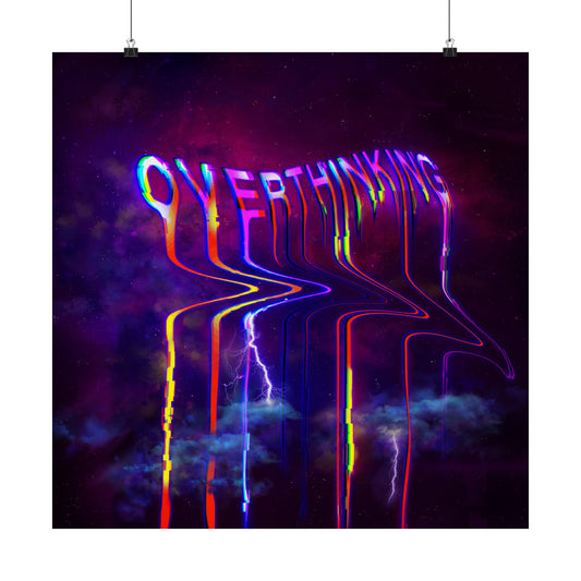 Overthinking [Psionic] - Abstract Glitch Matte Square Poster Art Print - Home Office Decor - Collage Art Typography