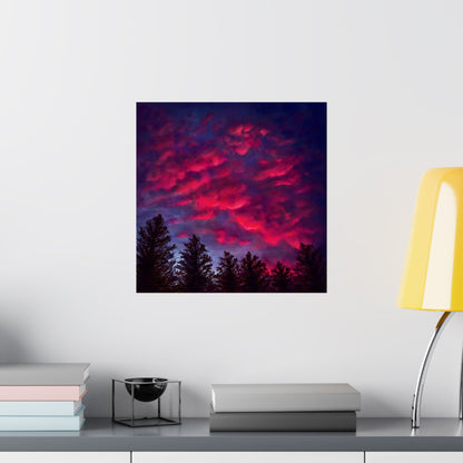 Fuchsia Sunset Poster - Vibrant Landscape Wall Art Print - Original Art