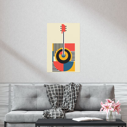 geometric bauhaus colorful minimal guitar poster