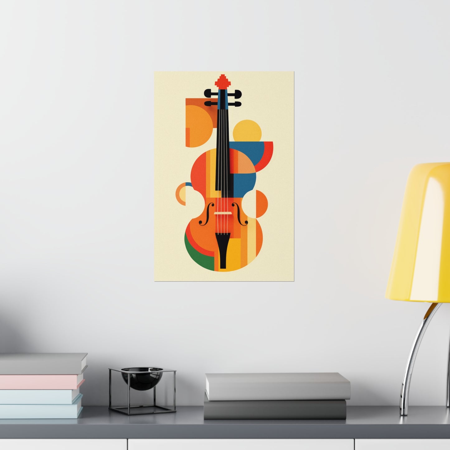 geometric bauhaus colorful violin viola cello poster